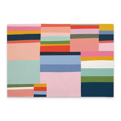 Colorblock 4-Pack Poly-Cotton Blend Placemats Manufactured in The USA Machine Washable Dryer Safe