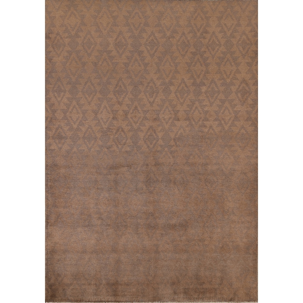 Brown Geometric Gabbeh Kashkoli Oriental Area Rug Handmade Wool Carpet - 5'8" x 7'8"