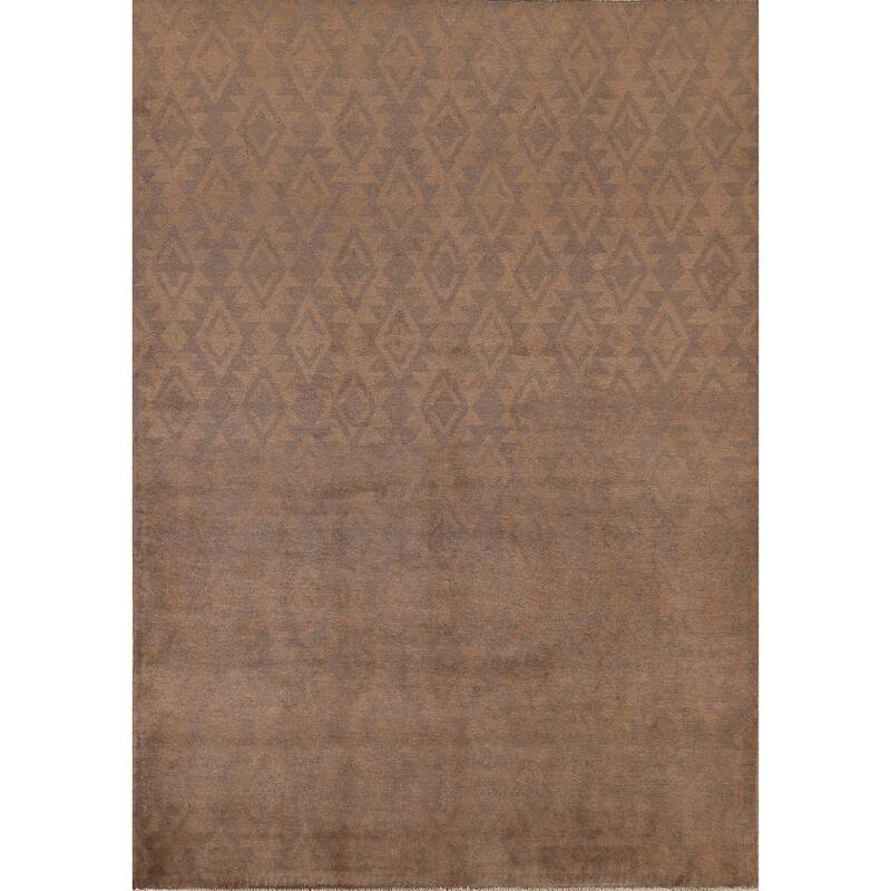 Brown Geometric Gabbeh Kashkoli Oriental Area Rug Handmade Wool Carpet - 5'8" x 7'8"
