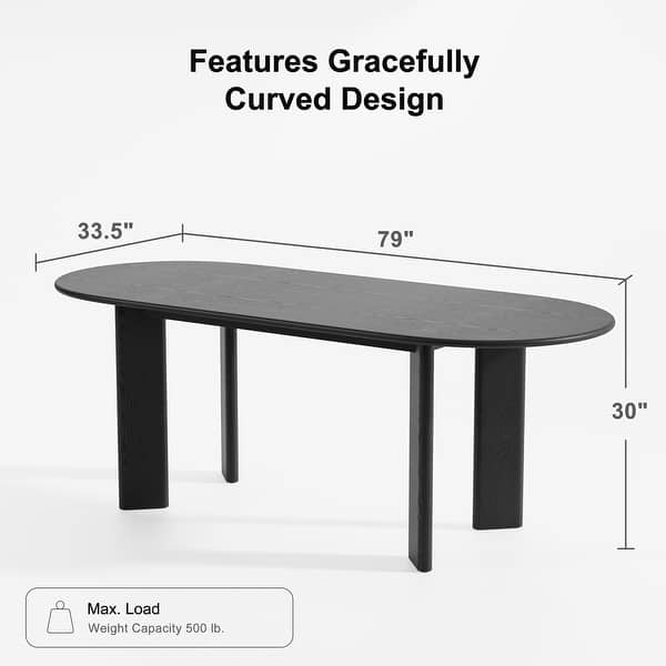 dimension image slide 1 of 4, Solid Wood Oval Dining Table for 6-8 People Nordic style