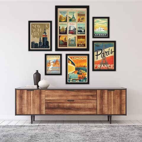 World Cities Anderson Design Group 6 Piece Framed Gallery Wall Art Set