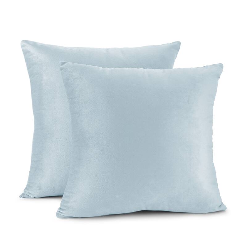 Porch & Den Cosner Microfiber Velvet Throw Pillow Covers (Set of 2) - 18" x 18" - Ice Blue