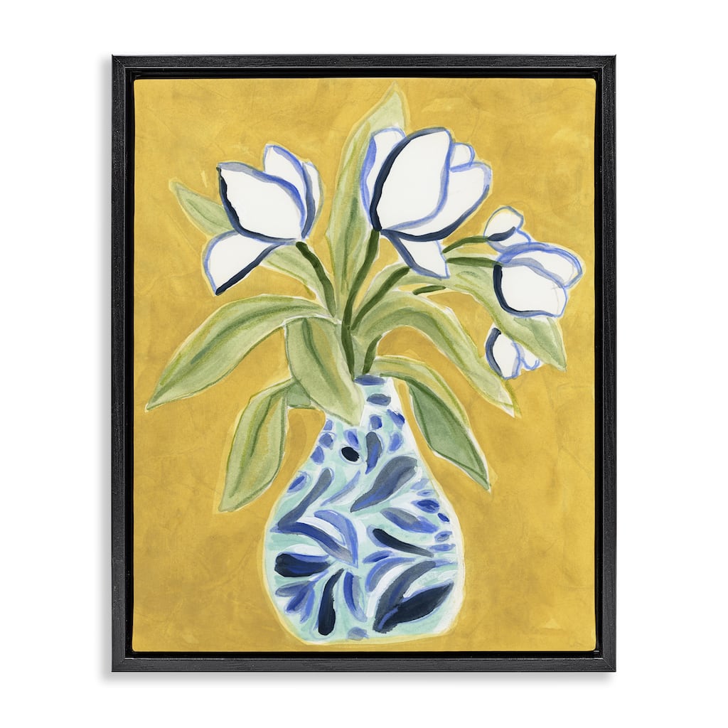Stupell Lively Tulips in Vase Framed Floater Canvas Wall Art Design By June Erica Vess