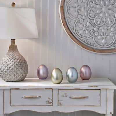 4" Resin Foiled Egg Set of 4