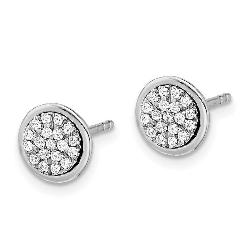 Curata 14k White Gold Diamond Post Earrings - 8x8mm Wide