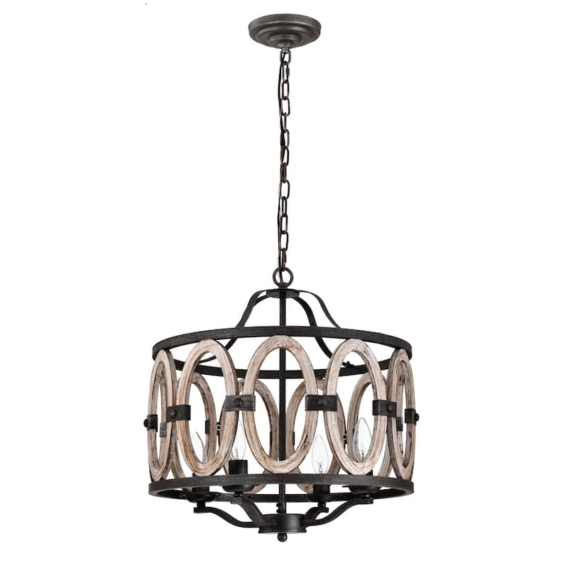 Moonring 18 Inch Farmhouse Style Pendant Ceiling Lighted Chandelier - Faux Drift Wood