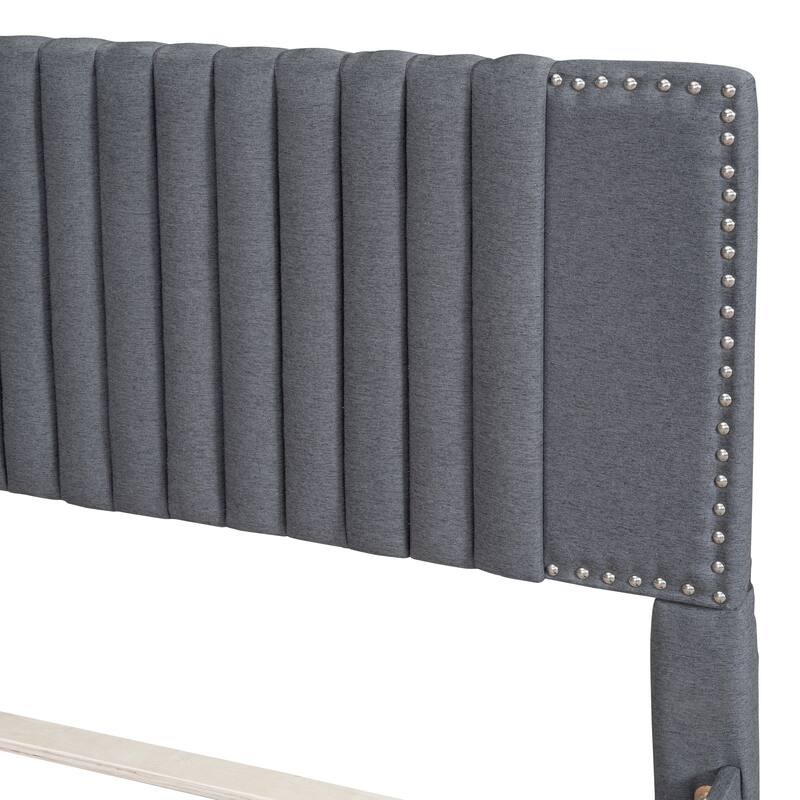 Linen Platform Bed with Drawers & Trundle