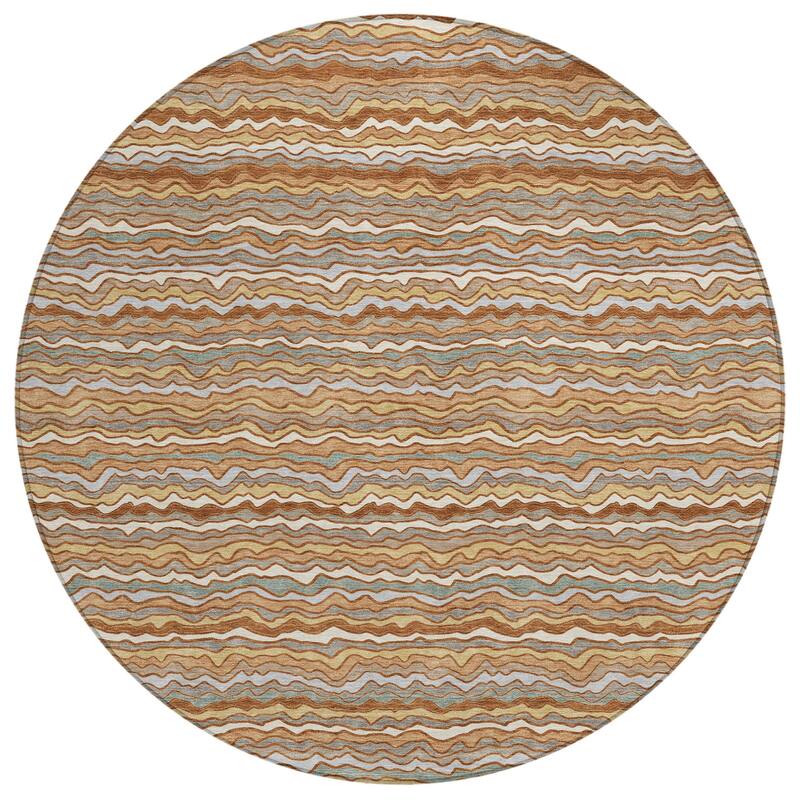 Machine Washable Indoor/ Outdoor Ziggy Stripe Chantille Rug