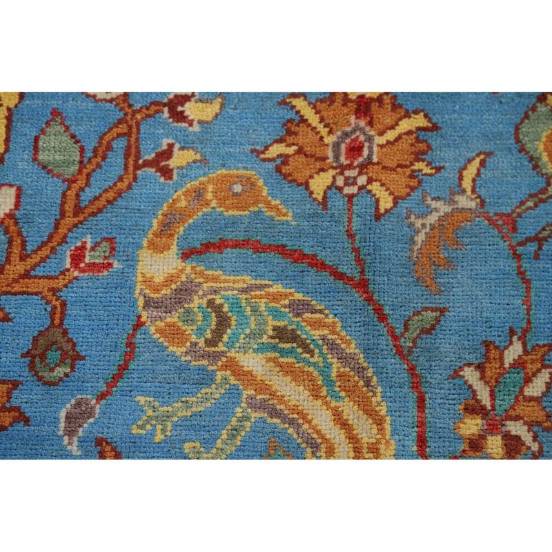 Hand Knotted Oriental 100% Wool Carpet Traditional Animal Pictorial Navy Blue & Blues Ziegler Area Rug - 3' 0'' X 2' 0''