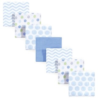 Luvable Friends Baby Boy Cotton Flannel Receiving Blankets, Blue Chevron 7-Pack, One Size - Blue Dots 7-Pack - One Size