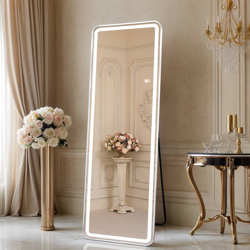 Full Length Floor Mirror with LED Light - Touch Control,Wall Mounted Bedroom Mirror for Adjustable Lighting