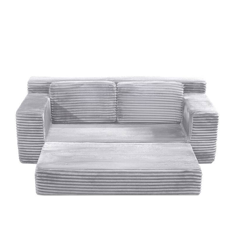 Corduroy Cloud Double Sofa, 2-in-1 Convertible Sofa Bed, Comfortable Boneless Double Sofa, Suitable for Living Room