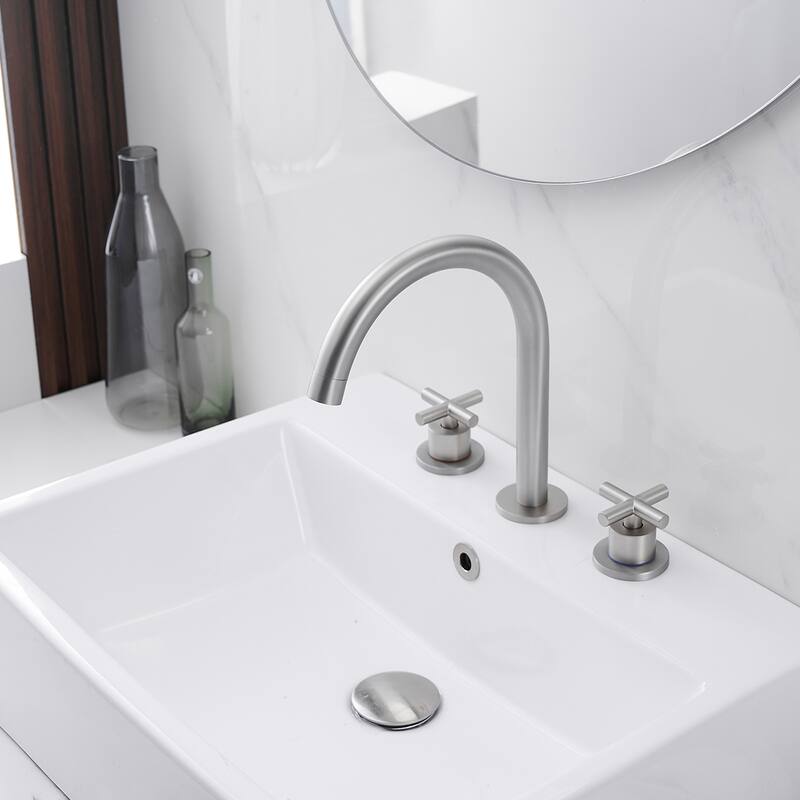 Widespread Bathroom Faucet 3-Hole Double Handle Vanity Tap with Pop-Up Drain