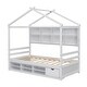 preview thumbnail 53 of 57, Wooden House-shaped Twin House Bed with Bedside Built-in Storage Shelves,Under Bed Storage,Kids and Baby