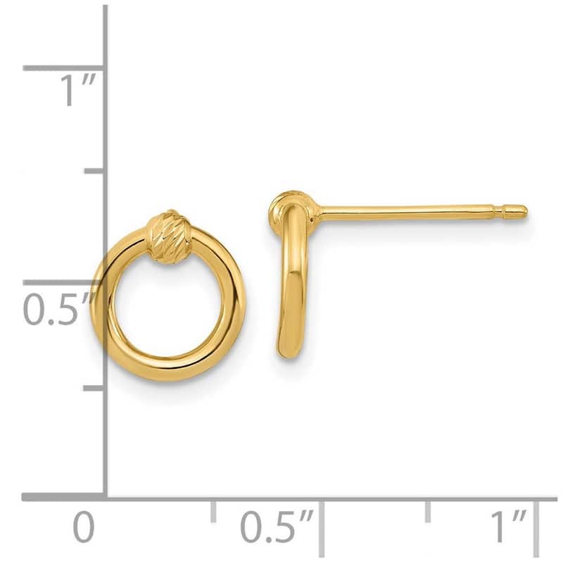 Curata 10k Yellow Gold Polished Sparkle Cut Circle Post Earrings - 10.15x9.65mm