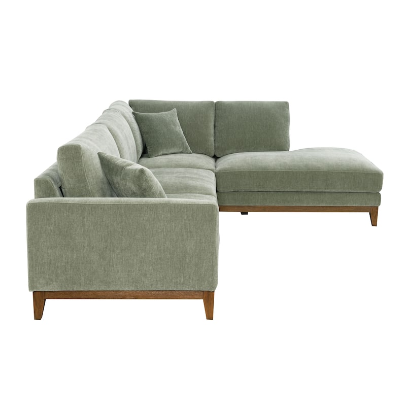 Furniture of America Lurek Mid Century Modern Chenille Sectional Sofa with Chaise.