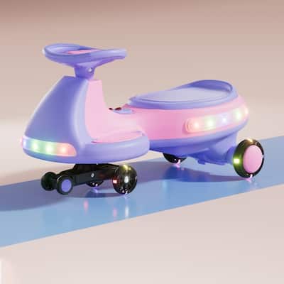 Kids Electric Ride On Car 12V Electric Wiggle Car, LED Lights, Music, Anti-Rollover for Boys and Girls Ages 3+ Indoor/Outdoor
