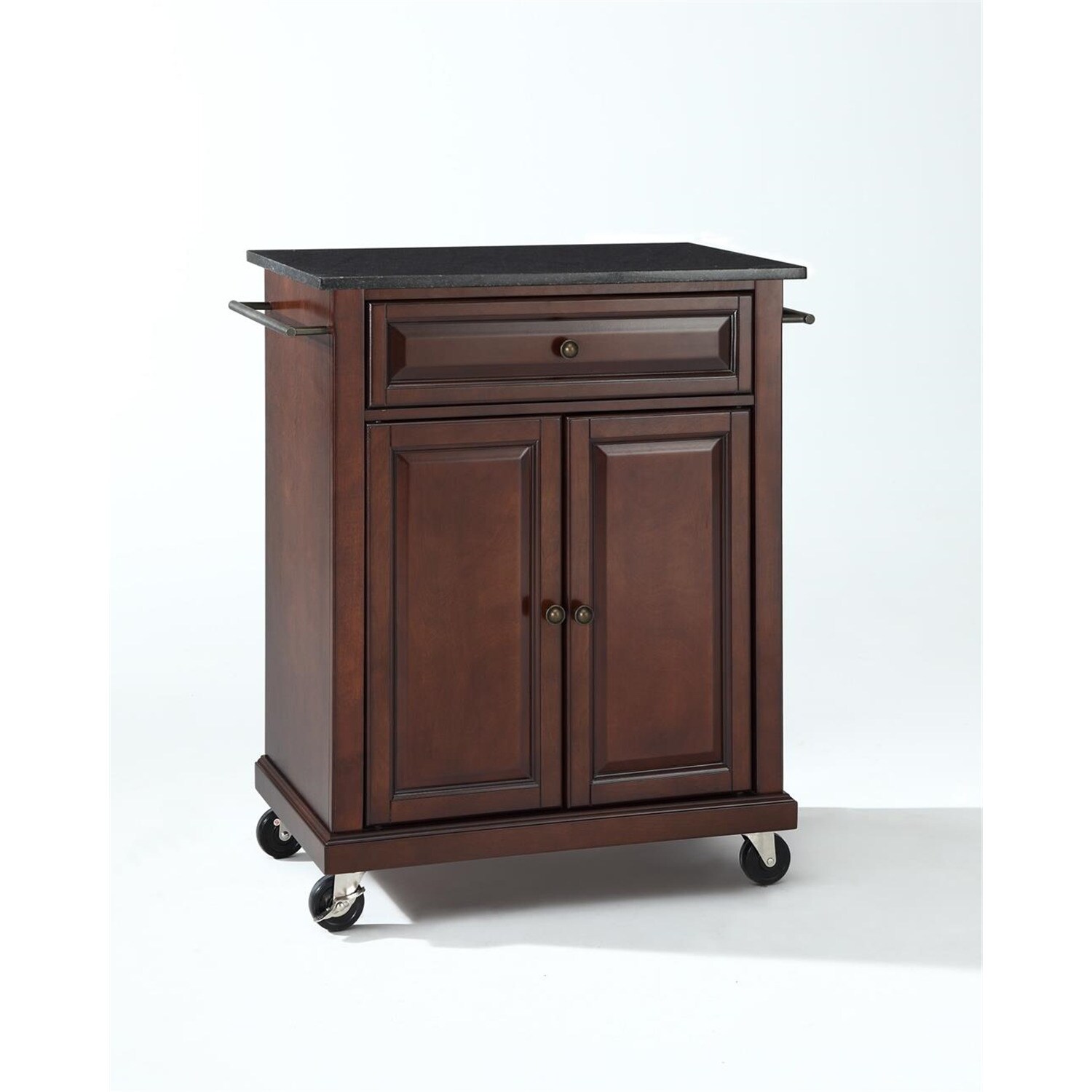 Kitchen Cart Granite Top Portable Island White Black Modern Storage - Brown