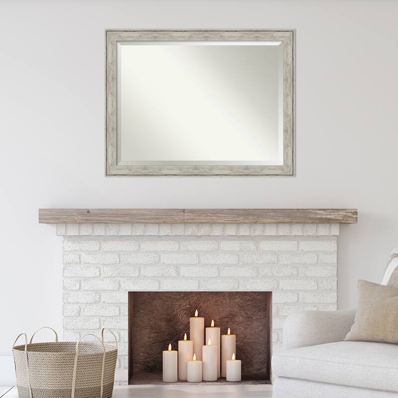 Beveled Wall Mirror - Crackled Metallic Frame - Crackled Metallic