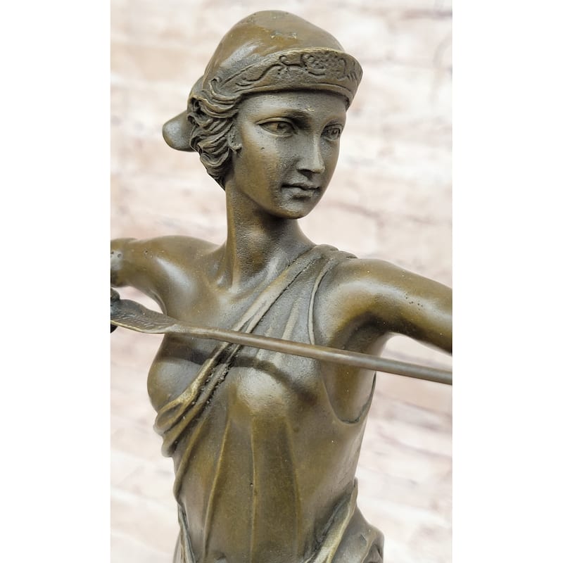 Signed Original Goddess Of Hunt Diana The Huntress Bronze Sculpture Statue Art