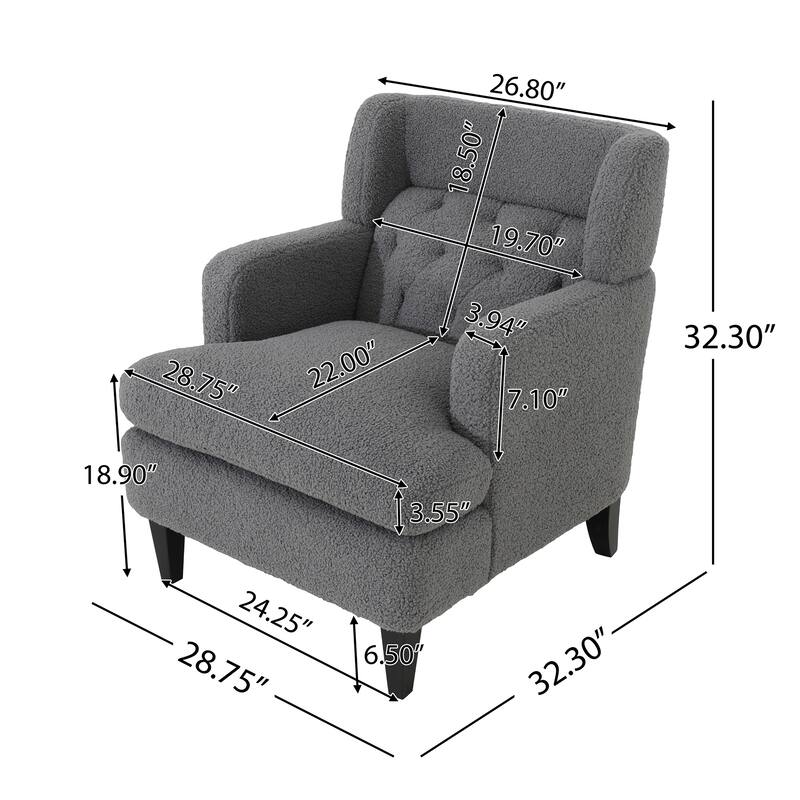 Fabric Single Sofa Chair Dark Gray Club Chair Reading Chair Armchair