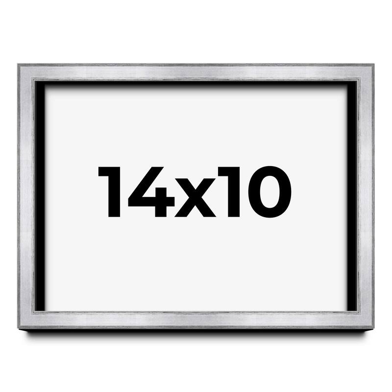 14x10 Shadow Box Frame Silver | 1.375 Inches Deep Real Wood