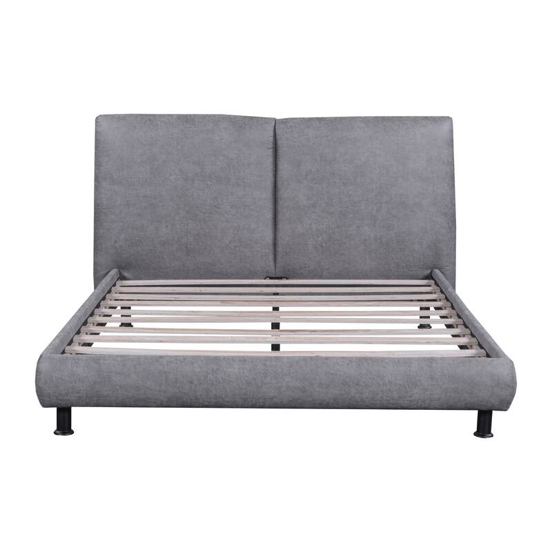 HomeRoots Dark Gray Tufted Upholstered Queen Bed Frame