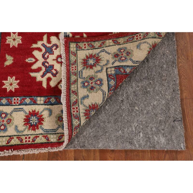 Geometric Red Kazak Rug Handmade Wool Carpet - 2'8" x 4'1"