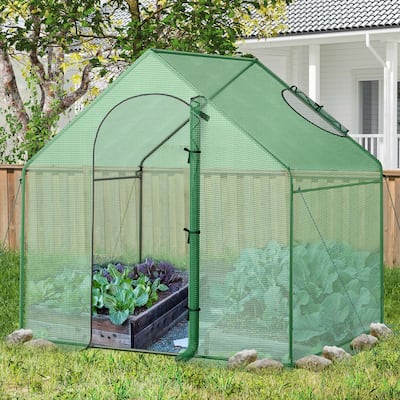 6x3x5.5 FT Mini Walk-in Greenhouse Portable Outdoor Winter Warm House - Green - 71" x 40" x 66"