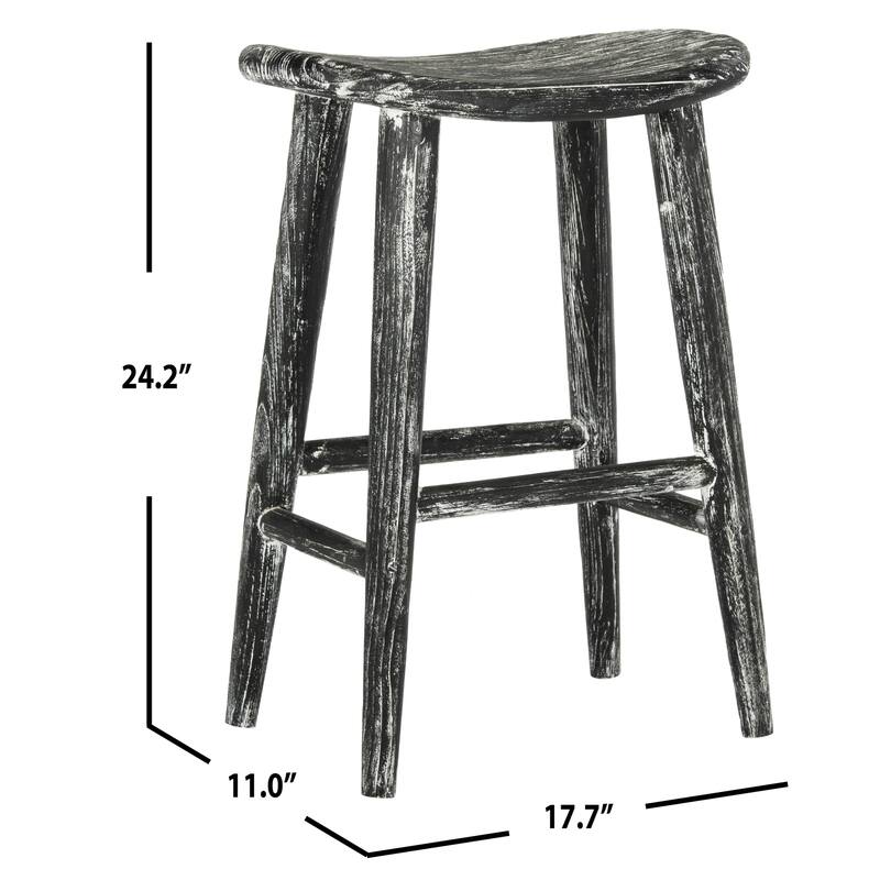 SAFAVIEH Eulah 11-inch Wood Black / White Washed Counter Stool - 17.7" x 11" x 24.2" - 18Wx11Dx24H