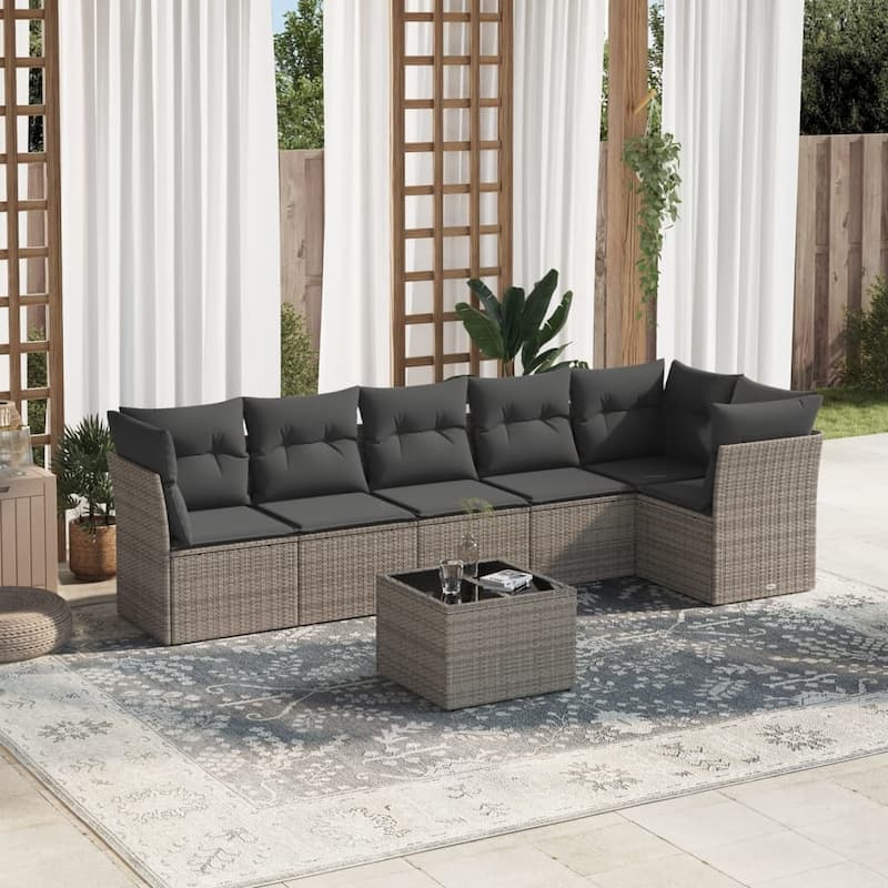 vidaXL Garden Sofa Set Grey, Dark grey - 24.4 x 24.4 x 27.2