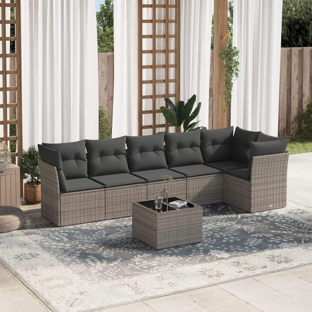 vidaXL Garden Sofa Set Grey, Dark grey - 24.4 x 24.4 x 27.2