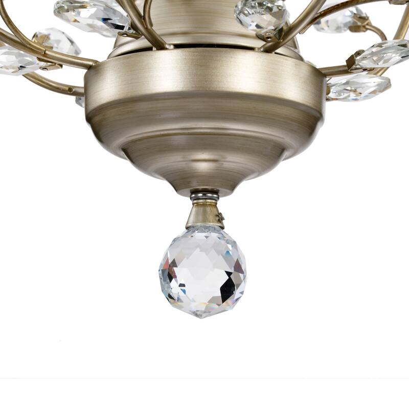 Holly 4-light Brushed Silver-ish Champagne Crystal Leaves Chandelier - 18.1 inches in diameter x 18.1 inches H