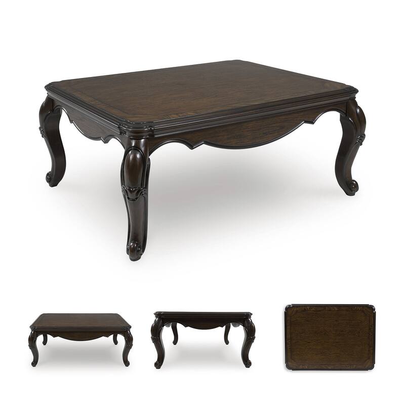 Signature Design by Ashley Maylee Dark Brown Coffee Table - 50" W x 37" D x 20" H
