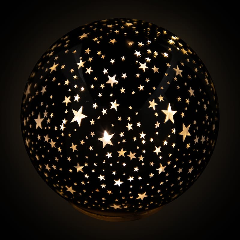 LED Lighted Stars Glass Globe Christmas Decoration - 6" - Gold