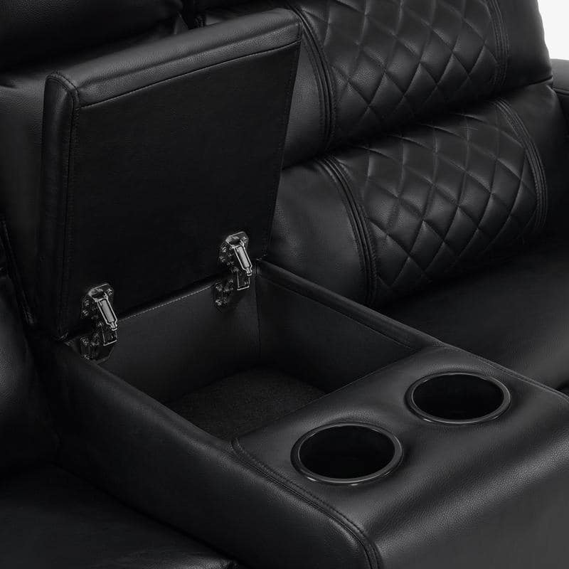 MCombo Power Reclining Loveseat Sofa with Adjustable Headrests and Console, Home Theater Seating with Armrest Storage HTS480