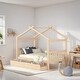 preview thumbnail 1 of 7, Twin Size Wooden Creativity House Bed Kids Bed with Drawers, Natural Natural