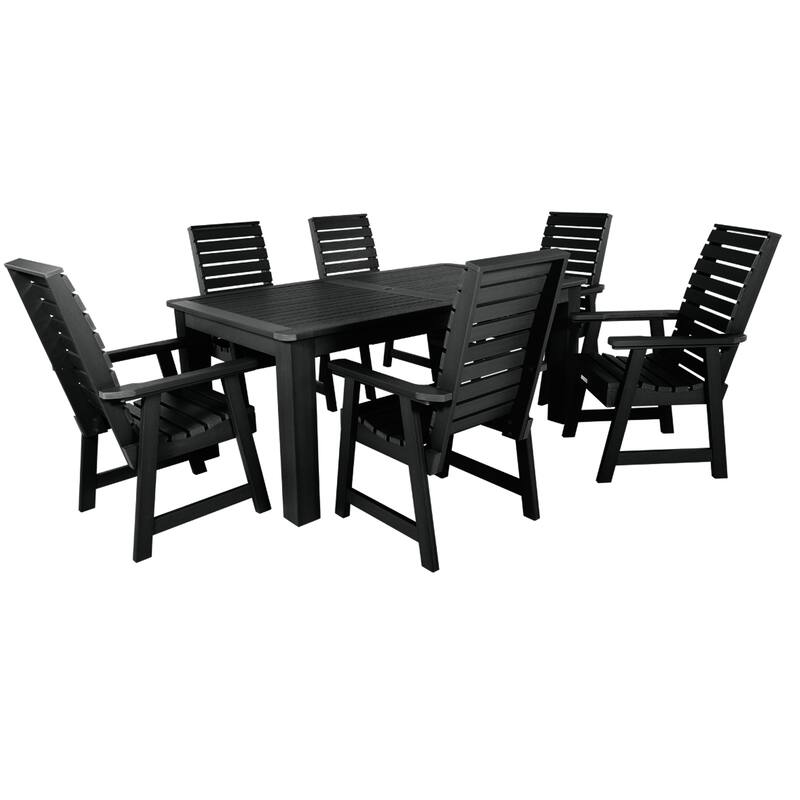 Weatherly 7-piece Outdoor Dining Set - 42" x 72" Table, Dining-height - Black