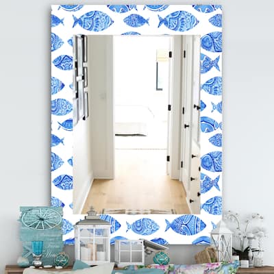Designart 'Costal Creatures 1' Traditional Mirror - Frameless Printed Wall Mirror