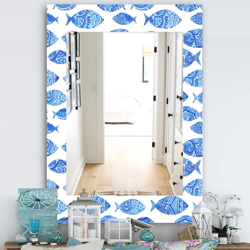 Designart 'Costal Creatures 1' Traditional Mirror - Frameless Printed Wall Mirror