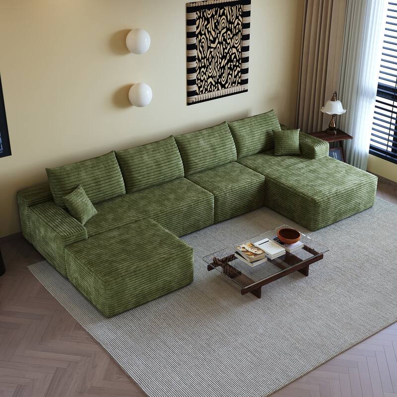 Floor Standing Symmetrical Sectional Sofa with Chaise and Ottoman