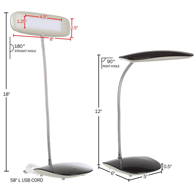 Touch-Activated LED with Flexible Gooseneck Desk Lamp, Black