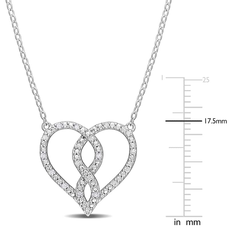 Miadora Sterling Silver 1/10ct TDW Diamond Heart Infinity Necklace