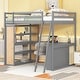preview thumbnail 1 of 7, Gray Loft Bed with Desk, Shelves, Drawer, and Ladder, Full-Length Guardrail Full - Gray