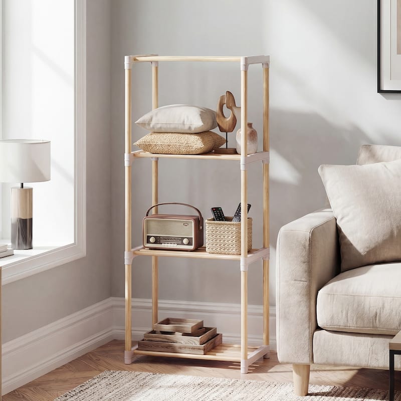 Gymax 2PCS 4-Tier Bookshelf w/Open Shelves Freestanding Storage