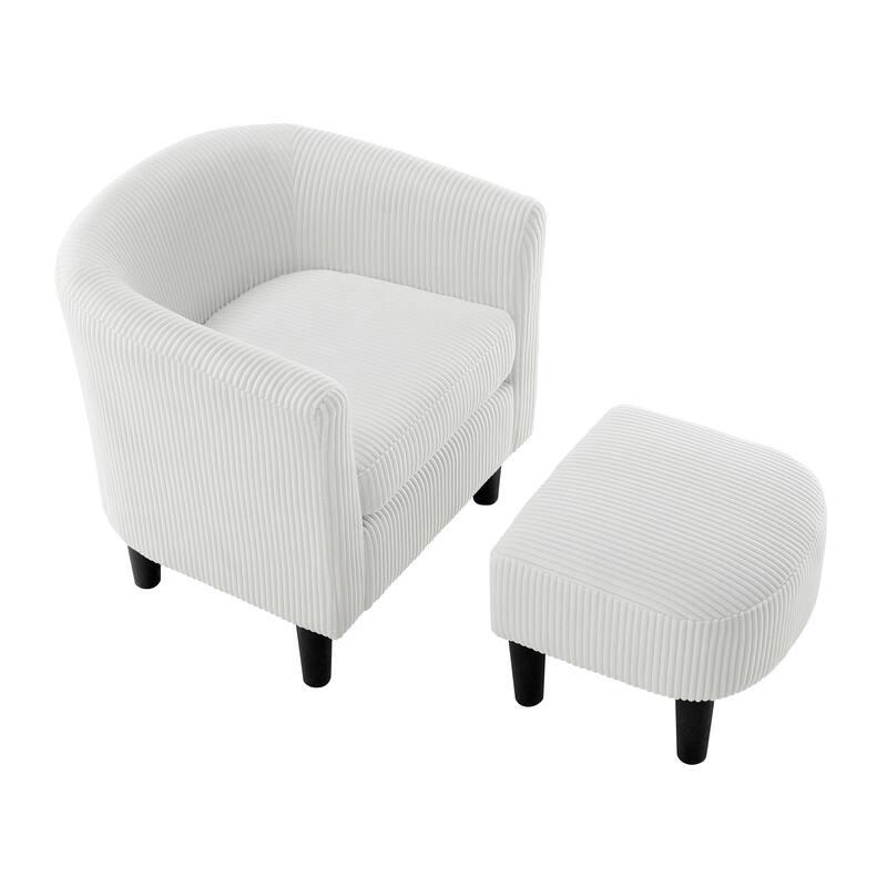 Modern Corduroy Upholstered Accent Chair with Ottoman