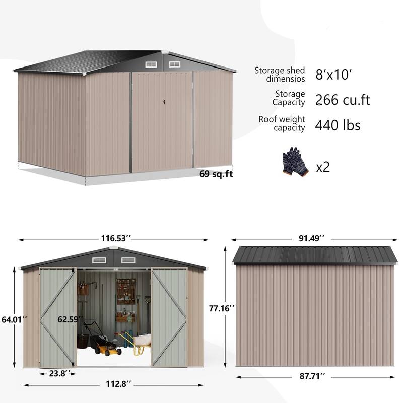 4 x6 / 8 x 10FT Outdoor Storage Sheds