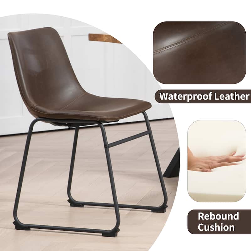 Adan Iron Frame Faux Leather Dining Chair (Set of 2)