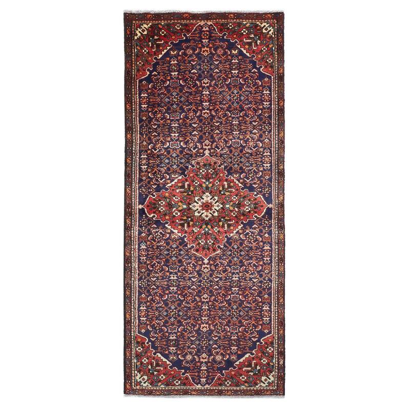 ECARPETGALLERY Hand-knotted Andelz Dark Navy Wool Rug - 3'4 x 8'5