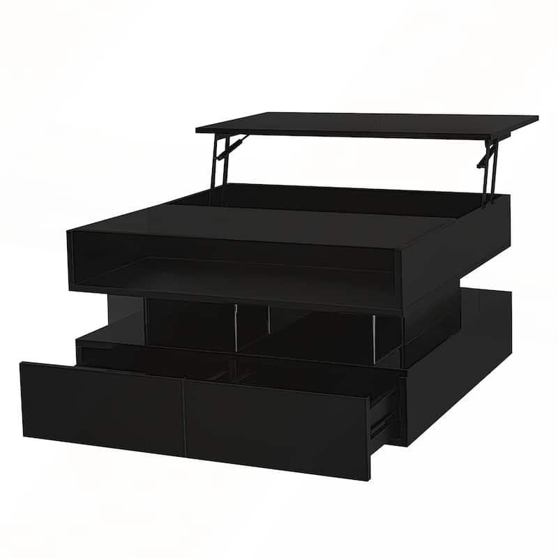 Modern Square Lift-Top Coffee Table with 2 Drawers